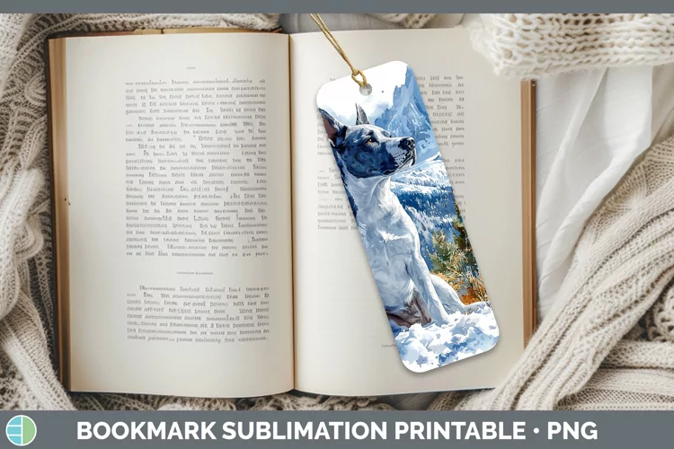 Winter Dogs Bull Terrier Dog Bookmark Sublimation Printable