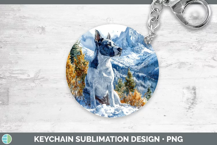 Winter Dogs Bull Terrier Dog Keychain Sublimation Keyring De