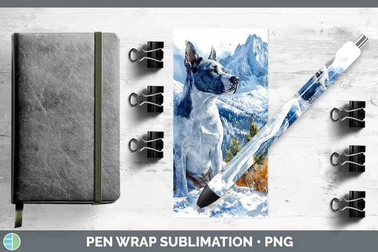 Winter Dogs Bull Terrier Dog Pen Wrap Sublimation Epoxy Pen