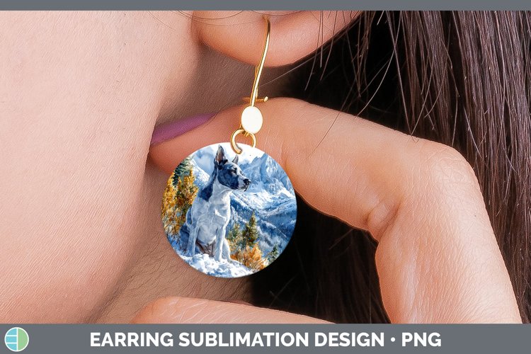 GorgeousWinter Dogs Round Earrings design.