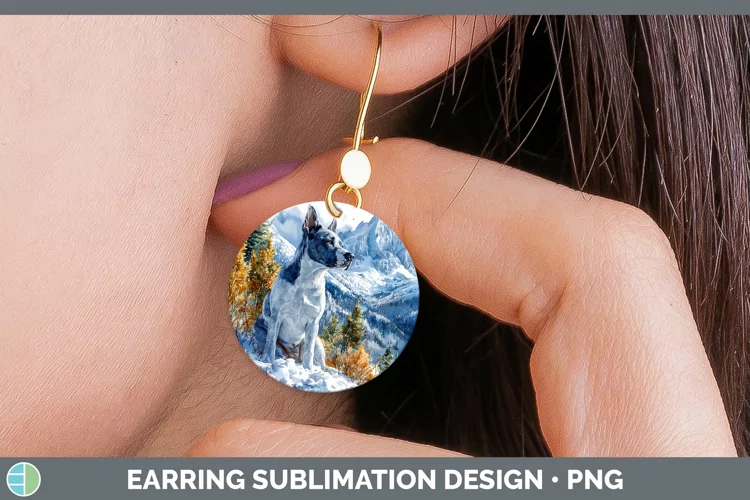 Winter Dogs Bull Terrier Dog Round Earrings Sublimation Earr