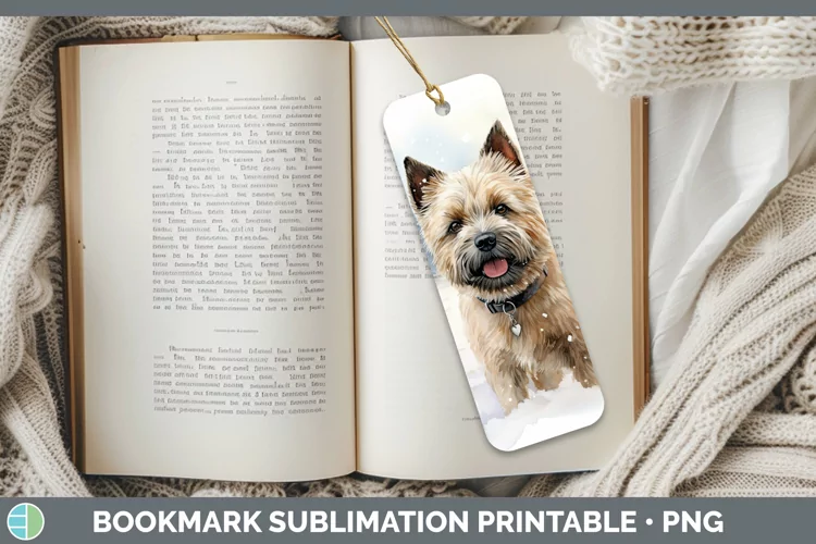Winter Dogs Cairn Terrier Bookmark Sublimation Printable Des