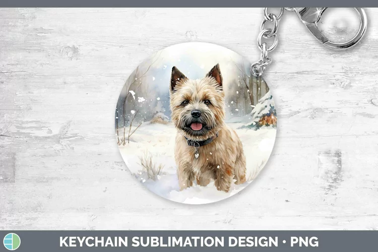 Winter Dogs Cairn Terrier Keychain Sublimation Keyring Desig