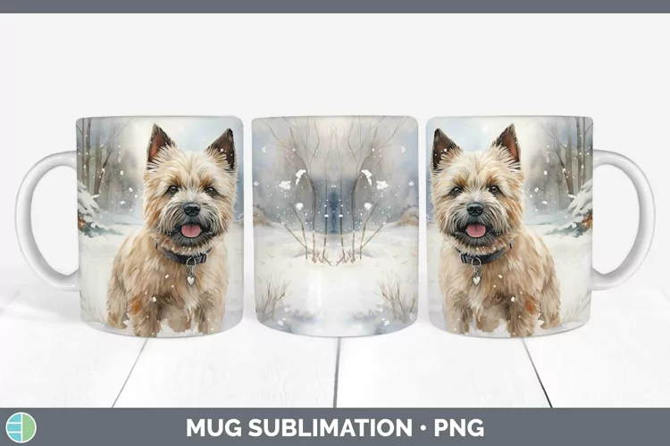 Winter Dogs Cairn Terrier Mug Wrap Sublimation Coffee Cup De