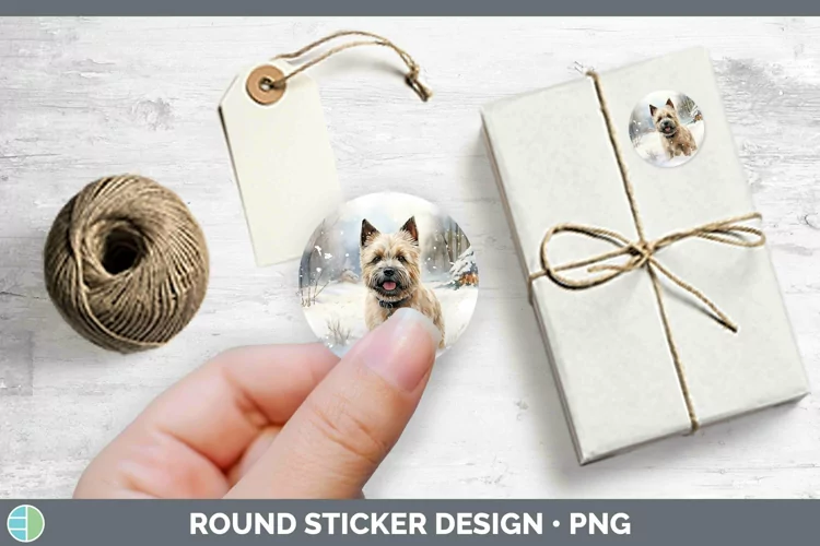 Winter Dogs Cairn Terrier Stickers | Round Labels Designs