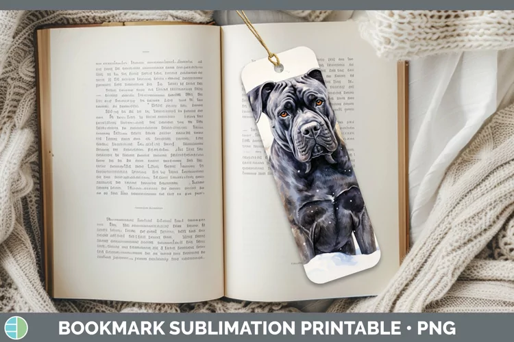 Winter Dogs Cane Corso Bookmark Sublimation Printable Design