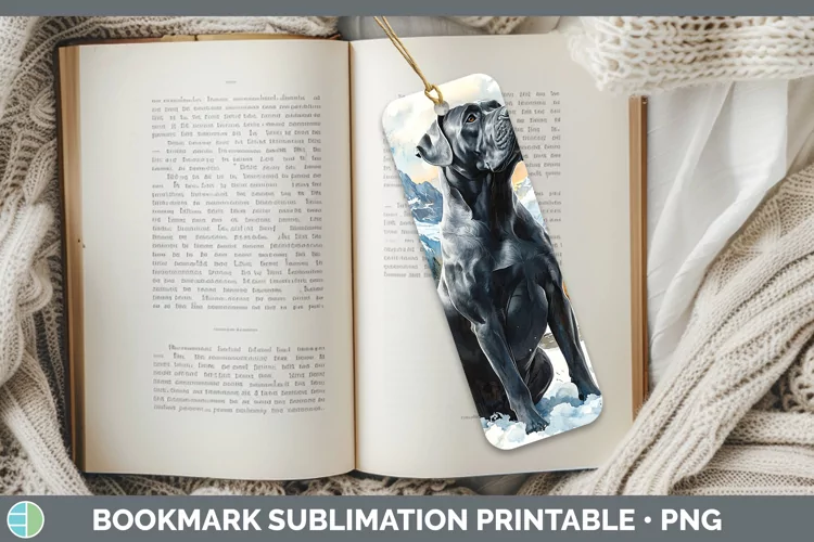 Winter Dogs Cane Corso Bookmark Sublimation Printable Design