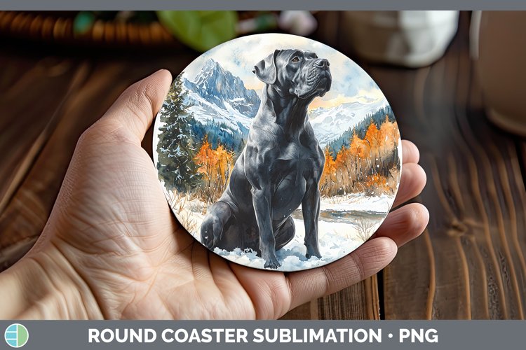 GorgeousWinter Dogs Round Coaster design.