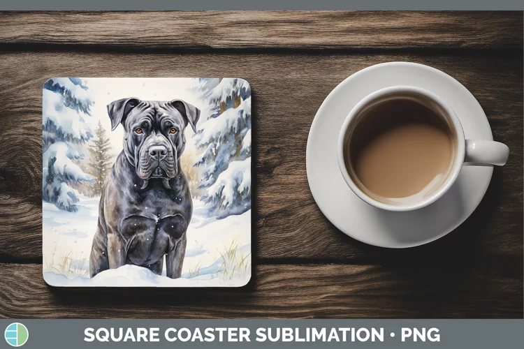 Winter Dogs Cane Corso Square Coaster Sublimation Coaster De