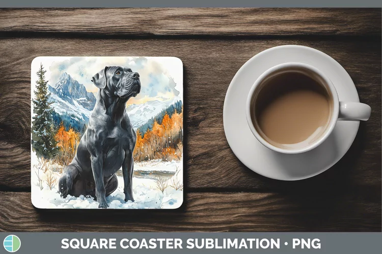 Winter Dogs Cane Corso Square Coaster Sublimation Coaster De