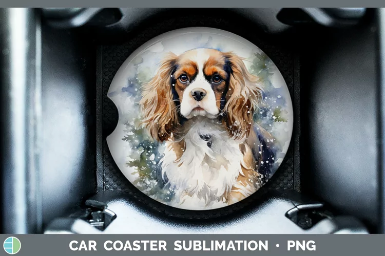 Winter Dogs Cavalier King Charles Spaniel Car Coaster Sublim