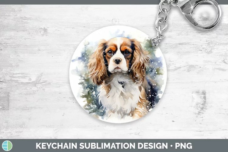 Winter Dogs Cavalier King Charles Spaniel Keychain Sublimati
