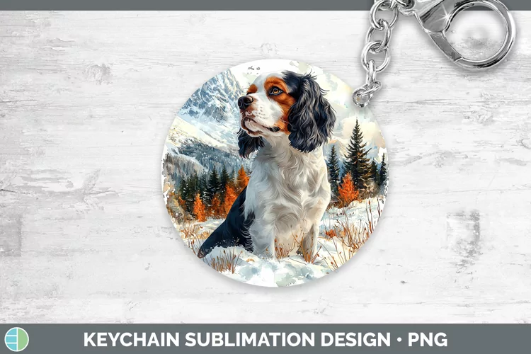 Winter Dogs Cavalier King Charles Spaniel Keychain Sublimati