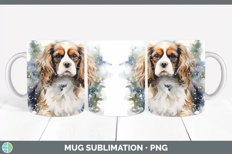Winter Dogs Cavalier King Charles Spaniel Mug Wrap Sublimati
