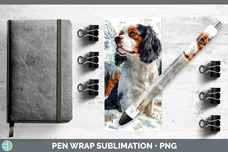 Winter Dogs Cavalier King Charles Spaniel Pen Wrap Sublimati