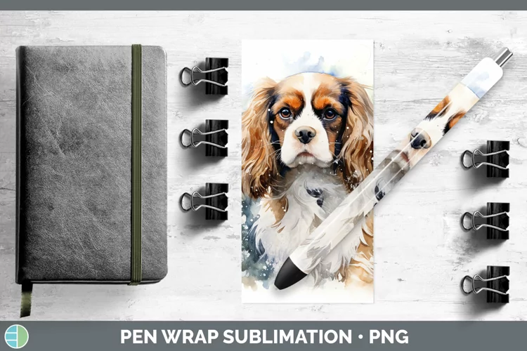 Winter Dogs Cavalier King Charles Spaniel Pen Wrap Sublimati