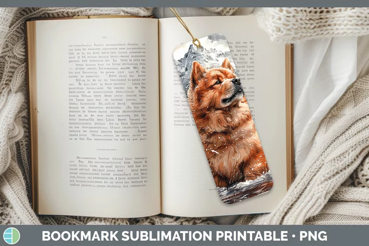 Winter Dogs Chow Chow Bookmark Sublimation Printable Designs