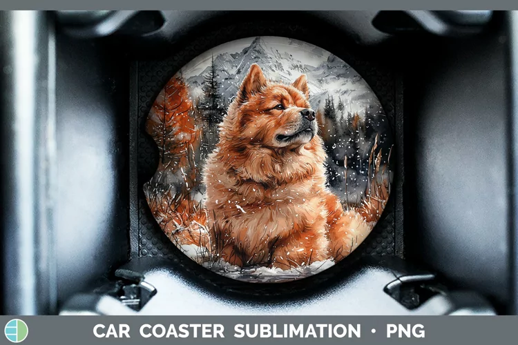 Winter Dogs Chow Chow Car Coaster Sublimation Coaster Design