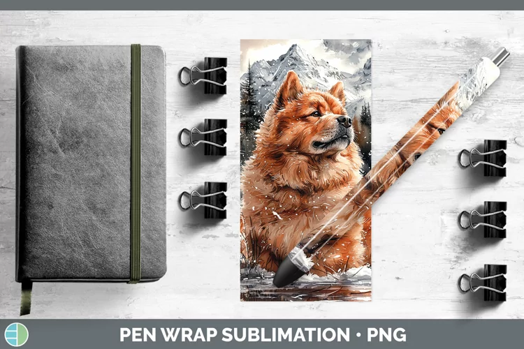 Winter Dogs Chow Chow Pen Wrap Sublimation Epoxy Pen Designs