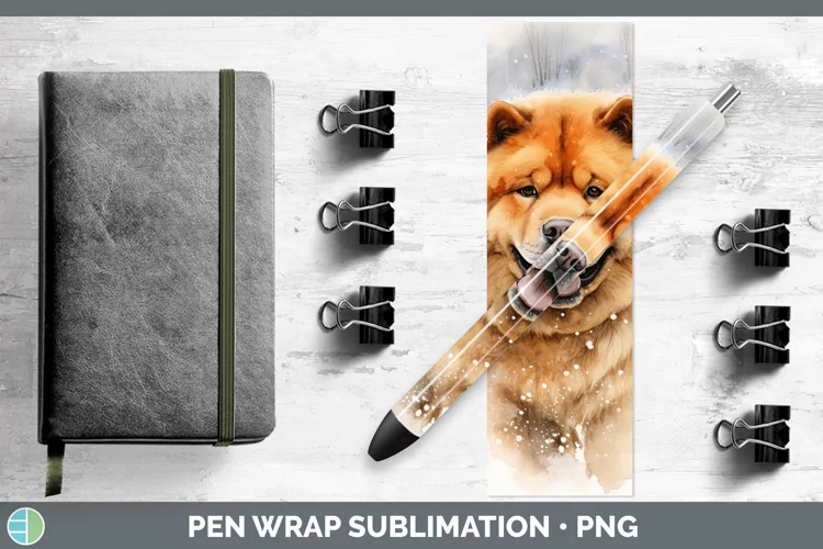 Winter Dogs Chow Chow Pen Wrap Sublimation Pen Designs