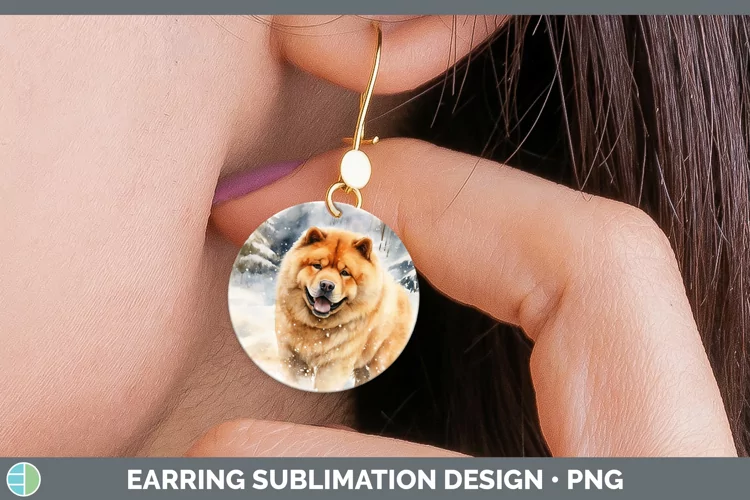Winter Dogs Chow Chow Round Earrings Sublimation Earrings De