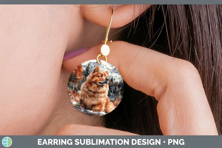 Winter Dogs Chow Chow Round Earrings Sublimation Earrings De