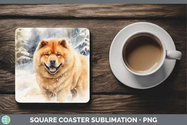 Winter Dogs Chow Chow Square Coaster Sublimation Coaster Des