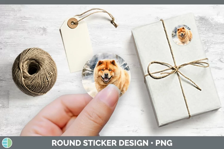 Winter Dogs Chow Chow Stickers | Round Labels Designs