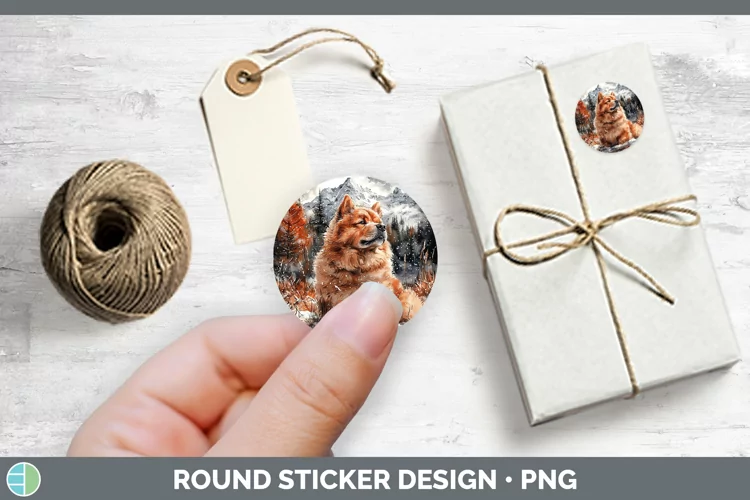 Winter Dogs Chow Chow Stickers | Round Labels Designs