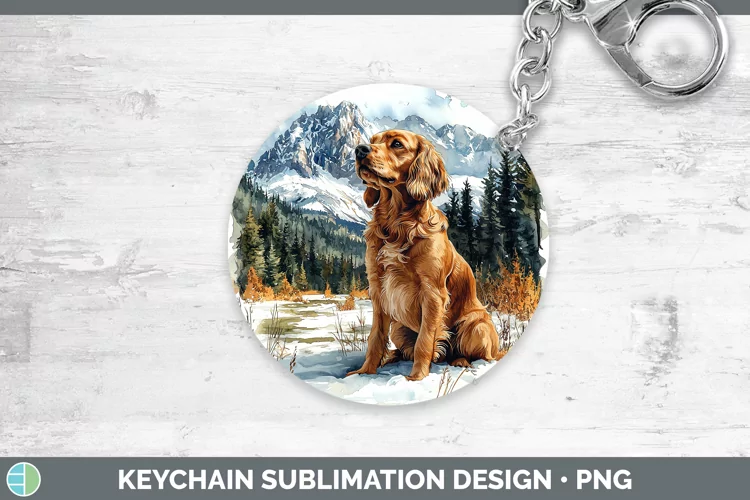 Winter Dogs Cocker Spaniel Keychain Sublimation Keyring Desi