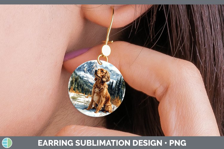GorgeousWinter Dogs Round Earrings design.