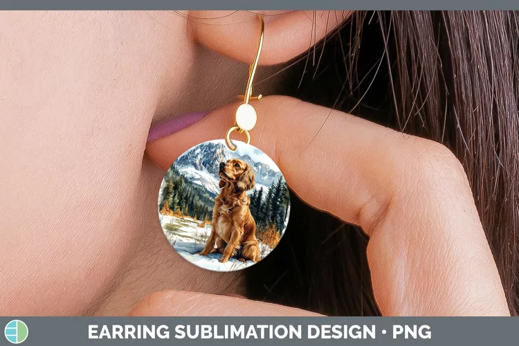 Winter Dogs Cocker Spaniel Round Earrings Sublimation Earrin