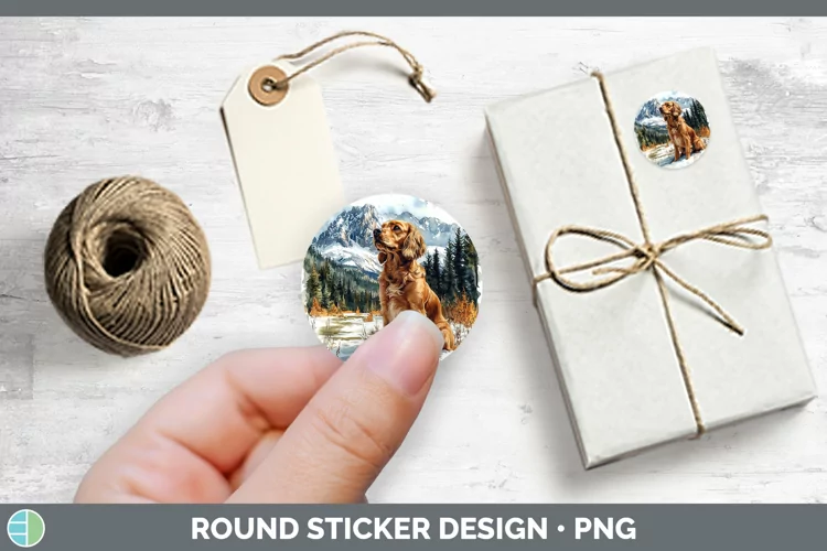 Winter Dogs Cocker Spaniel Stickers | Round Labels Designs