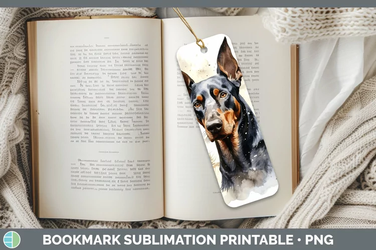 Winter Dogs Doberman Pinscher Bookmark Sublimation Printable