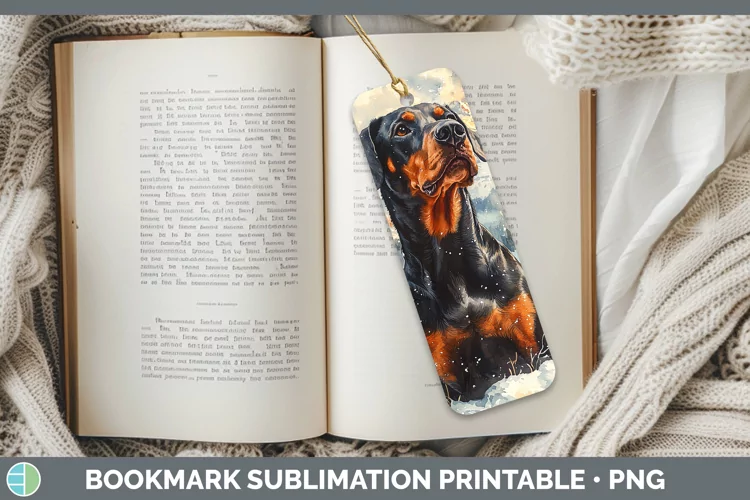 Winter Dogs Doberman Pinscher Bookmark Sublimation Printable