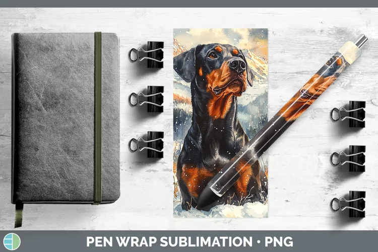 Winter Dogs Doberman Pinscher Pen Wrap Sublimation Epoxy Pen