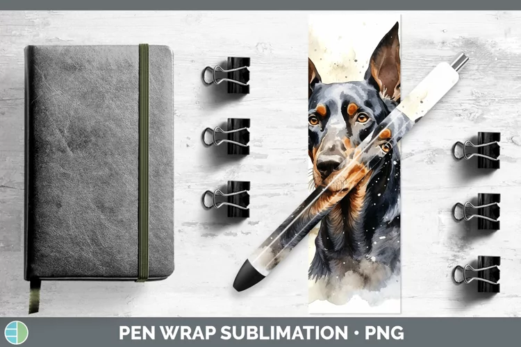 Winter Dogs Doberman Pinscher Pen Wrap Sublimation Pen Desig