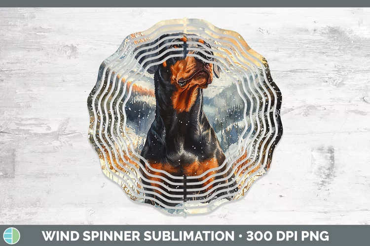 Winter Dogs Doberman Pinscher Wind Spinner Sublimation Spinn