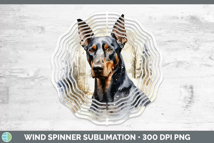 Winter Dogs Doberman Pinscher Wind Spinner Sublimation Spinn