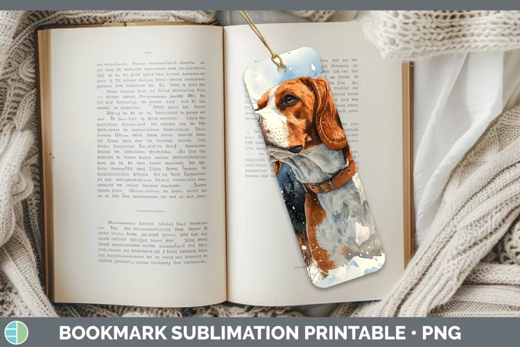 Winter Dogs English Coonhound Dog Bookmark Sublimation Print