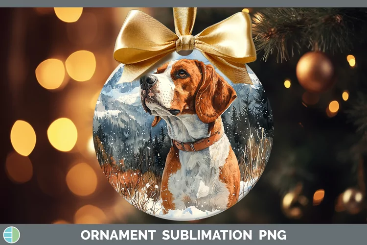 Winter Dogs English Coonhound Dog Ornament Sublimation Baubl