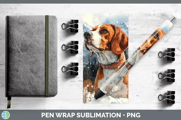 Winter Dogs English Coonhound Dog Pen Wrap Sublimation Epoxy