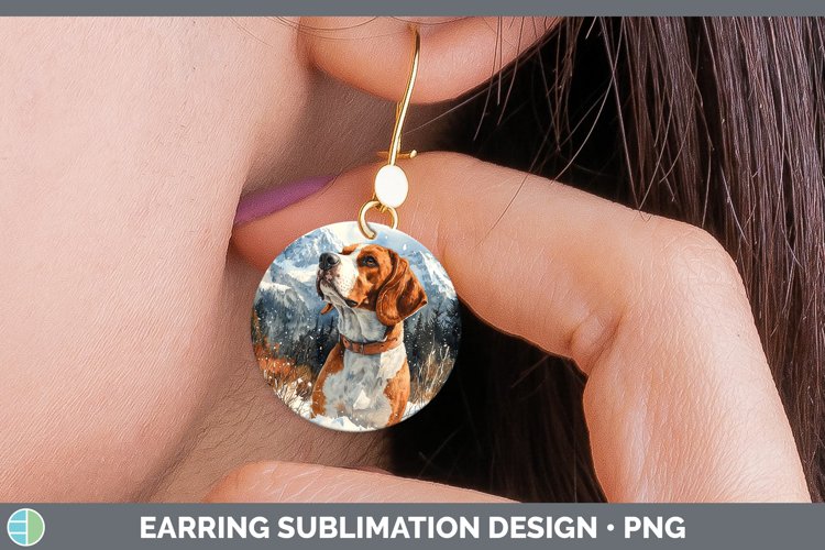 GorgeousWinter Dogs Round Earrings design.