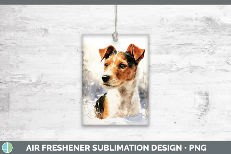 Winter Dogs Fox Terrier Dog Air Freshener Sublimation Car Fr