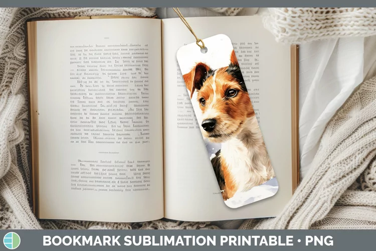 Winter Dogs Fox Terrier Dog Bookmark Sublimation Printable D