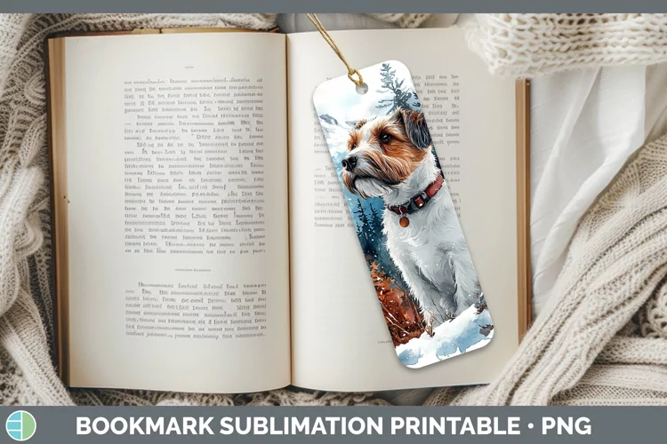 Winter Dogs Fox Terrier Dog Bookmark Sublimation Printable D