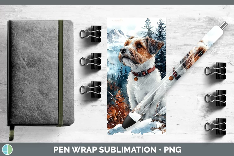 Winter Dogs Fox Terrier Dog Pen Wrap Sublimation Epoxy Pen D