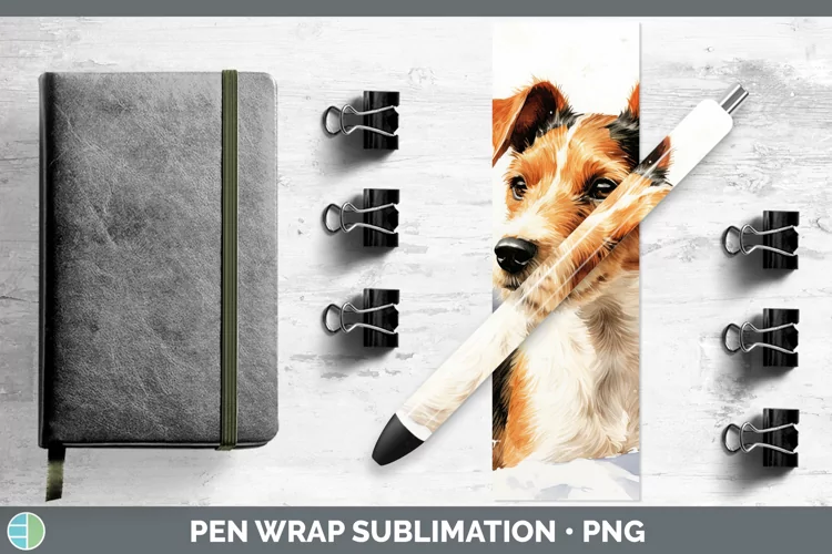 Winter Dogs Fox Terrier Dog Pen Wrap Sublimation Pen Designs