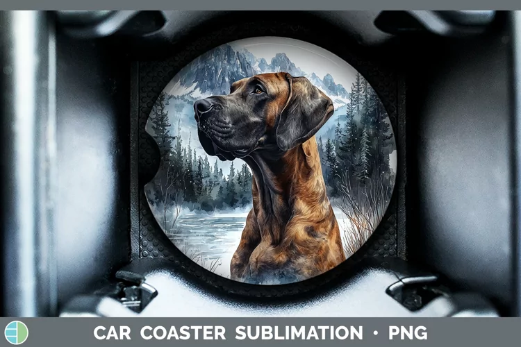 Winter Dogs Great Dane Car Coaster Sublimation Coaster Desig