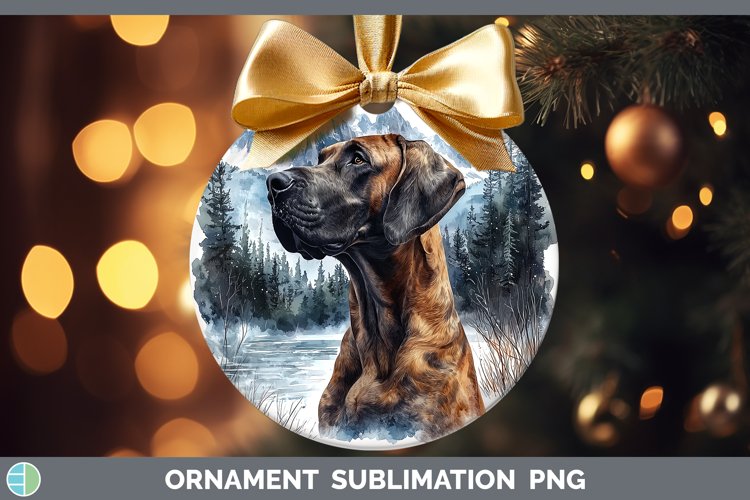 Winter Dogs Great Dane Ornament Sublimation Bauble Designs